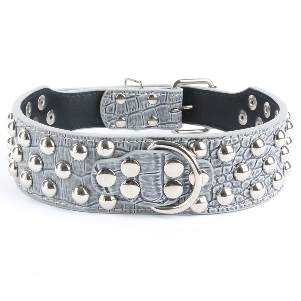 PU Leather Pet Dog Cat Rivet Studded Collar Belt Adjustable Puppy